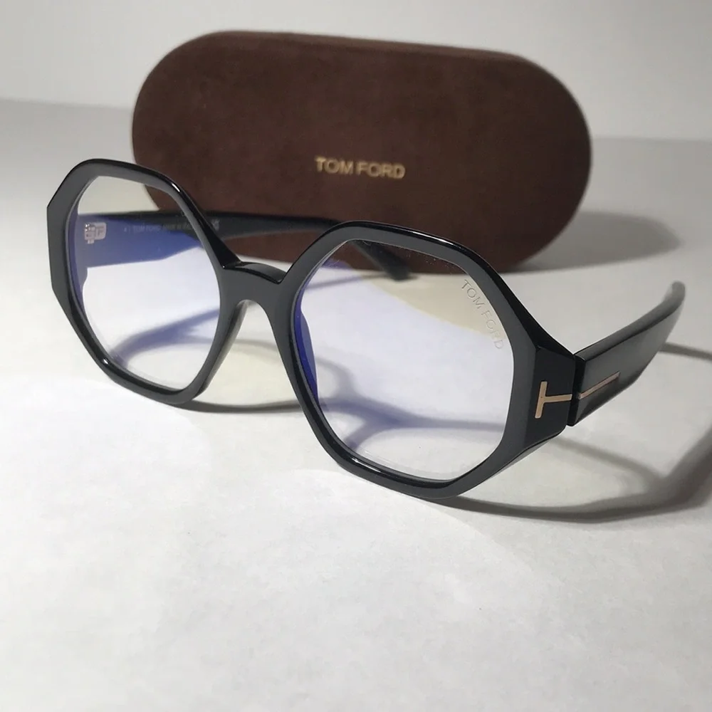 New Authentic Tom Ford TF5967-B ECO Women's Black Geometric Frame Glasses